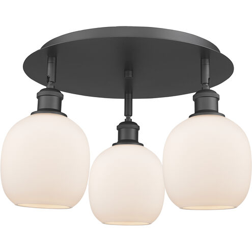 Belfast 3 Light 17.75 inch Matte Black Flush Mount Ceiling Light in Matte White