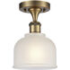Dayton 1 Light 5.5 inch Brushed Brass Flush Mount Ceiling Light in White Glass