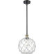 Ballston Large Farmhouse Rope LED 10 inch Black Antique Brass Pendant Ceiling Light in Clear Glass with White Rope, Ballston