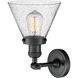 Franklin Restoration Large Cone 1 Light 8 inch Matte Black Sconce Wall Light in Seedy Glass, Franklin Restoration