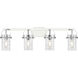 Pilaster II Cylinder 4 Light 34.88 inch Polished Chrome Bath Vanity Light Wall Light in Deco Swirl Glass