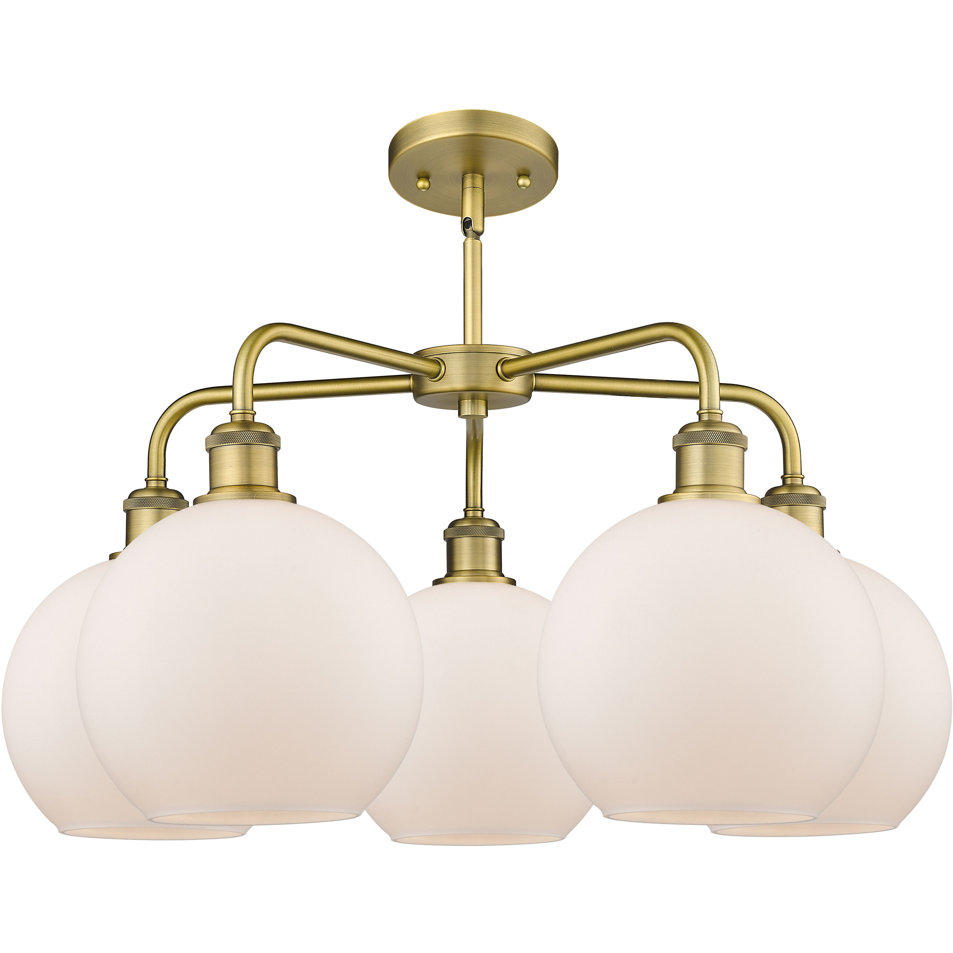 Athens 5 Light 26 inch Brushed Brass Chandelier Ceiling Light in Matte White Glass