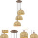 Woven Rattan 3 Light 18.5 inch Antique Copper Multi Pendant Ceiling Light