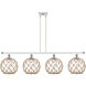 Ballston Large Farmhouse Rope LED 48 inch White and Polished Chrome Island Light Ceiling Light in Clear Glass with Brown Rope, Ballston