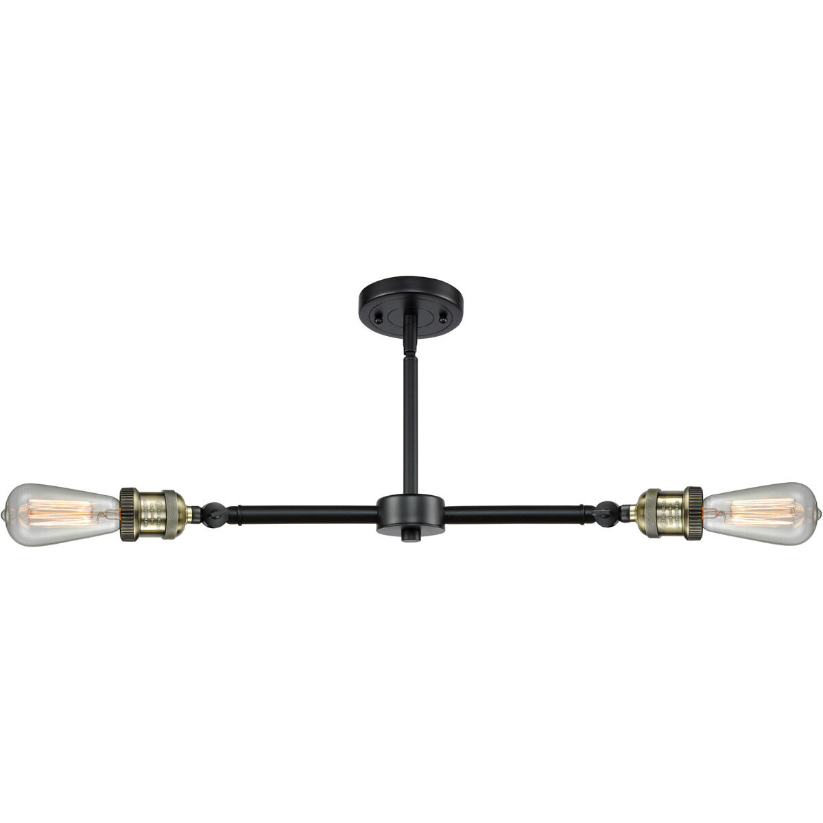 Franklin Restoration Bare Bulb 2 Light 20 inch Black Antique Brass Island Light Ceiling Light