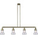 Franklin Restoration Bellmont 4 Light 50.88 inch Antique Brass Island Light Ceiling Light in Seedy Glass, Franklin Restoration
