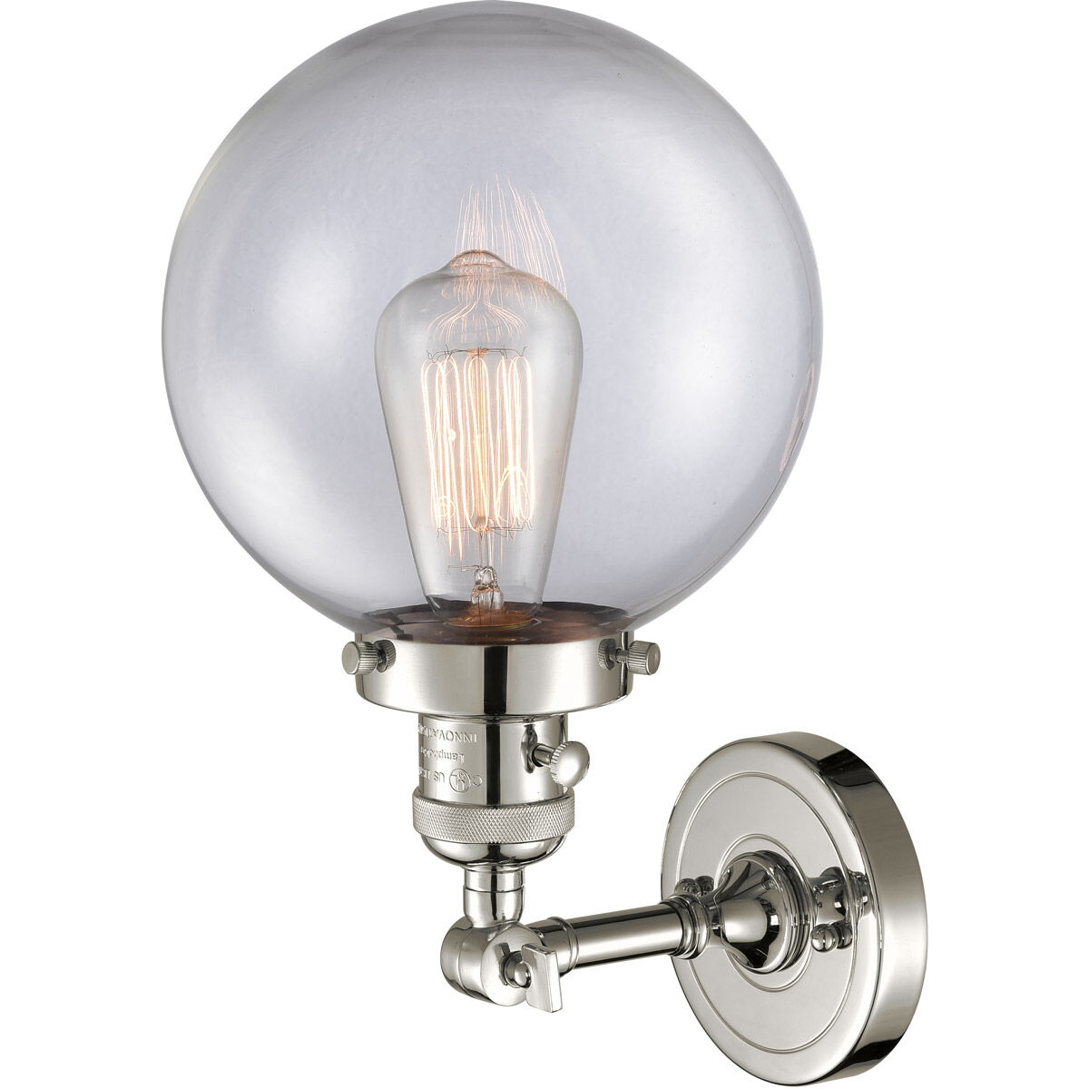 Franklin Restoration Large Beacon LED 8 inch Polished Nickel Sconce Wall Light, Franklin Restoration