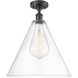 Edison Berkshire 1 Light 16 inch Matte Black Semi-Flush Mount Ceiling Light in Clear Glass