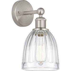 Edison Brookfield 1 Light 6 inch Brushed Satin Nickel Sconce Wall Light in Clear Glass