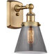 Ballston Small Cone LED 6 inch Brushed Brass Sconce Wall Light in Plated Smoke Glass