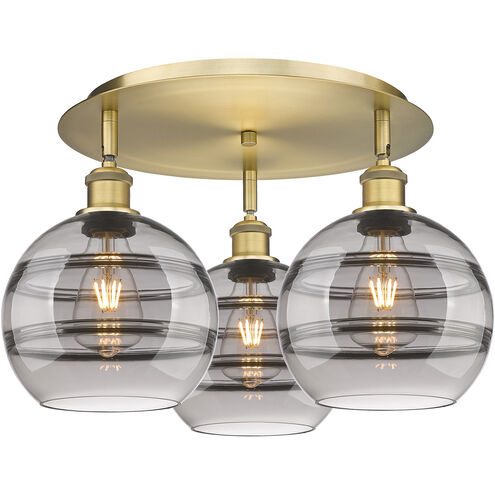 Ballston Rochester 3 Light 19.75 inch Brushed Brass Flush Mount Ceiling Light