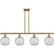 Ballston Farmhouse Rope 4 Light 48 inch Brushed Brass Island Light Ceiling Light in Clear Glass with White Rope, Ballston
