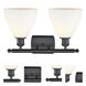Ballston Ballston Dome 2 Light 18 inch Matte Black Bath Vanity Light Wall Light in Matte White Glass
