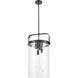 Downtown Urban Pilaster 4 Light 13.38 inch Matte Black Pendant Ceiling Light in Clear