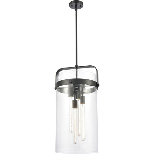 Pilaster 4 Light 13.38 inch Matte Black Pendant Ceiling Light in Clear Glass