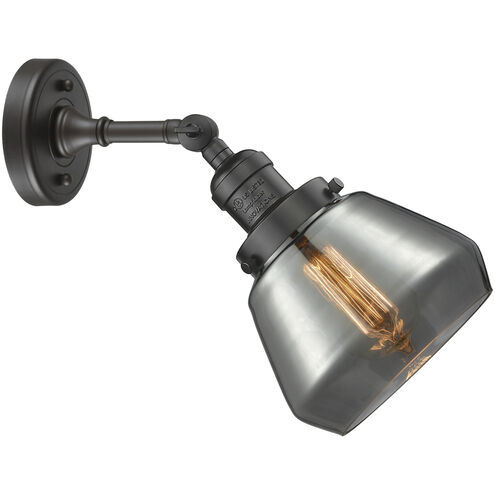 Franklin Restoration Fulton 1 Light 7 inch Oil Rubbed Bronze Sconce Wall Light in Plated Smoke Glass, Franklin Restoration