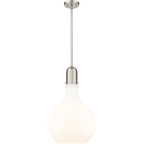 Amherst LED 13.75 inch Brushed Satin Nickel Pendant Ceiling Light in Matte White Glass