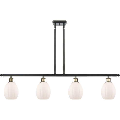 Ballston Eaton 4 Light 48 inch Black Antique Brass Island Light Ceiling Light in Matte White Glass, Ballston