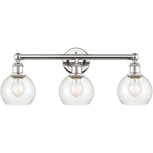 Athens 3 Light 24 inch Polished Nickel and Clear Bath Vanity Light Wall Light