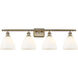 Ballston Ballston Dome 4 Light 38 inch Antique Brass Bath Vanity Light Wall Light in Matte White Glass