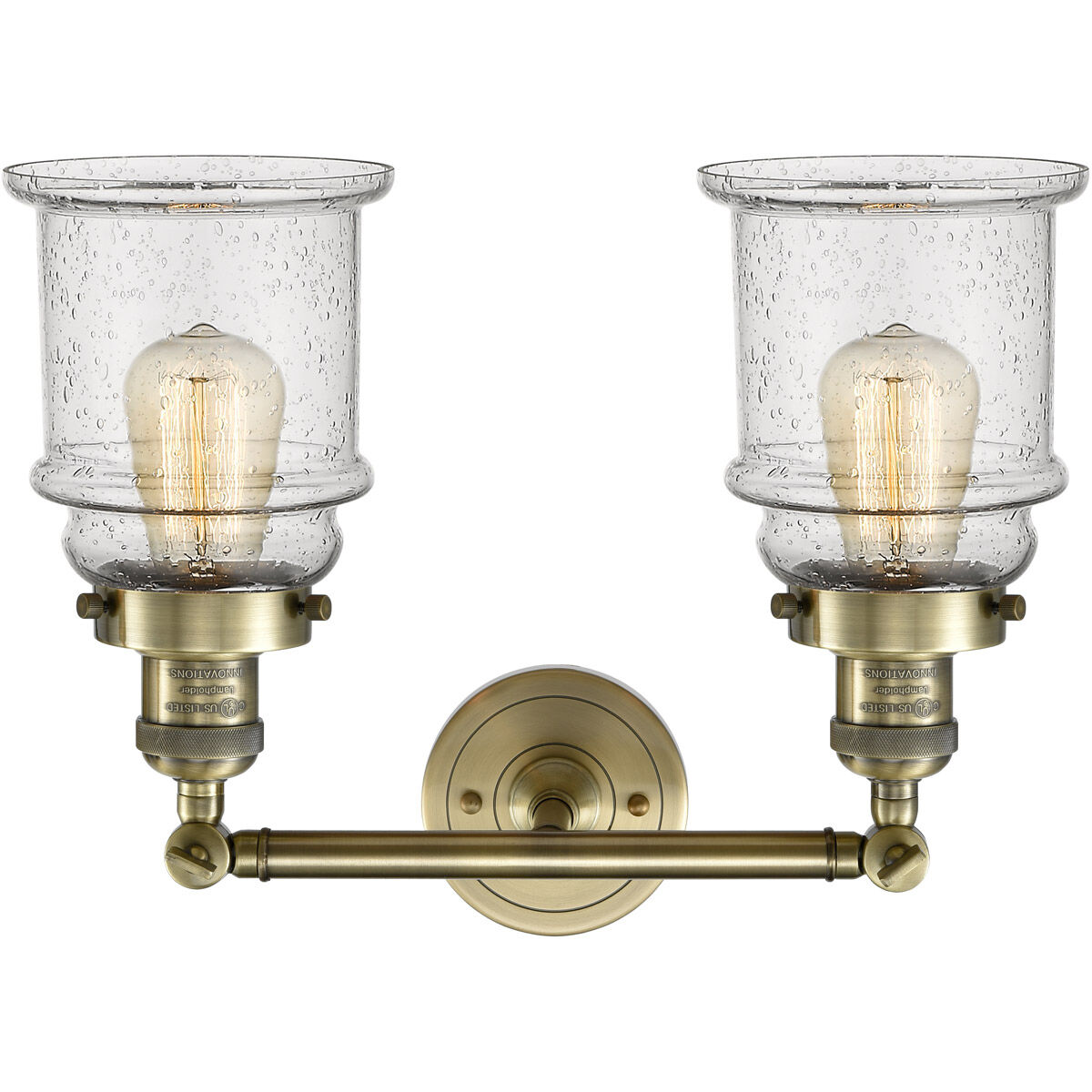 Franklin Restoration Canton 2 Light 17 inch Antique Brass Bath Vanity Light Wall Light in Incandescent, Seedy Glass, Franklin Restoration