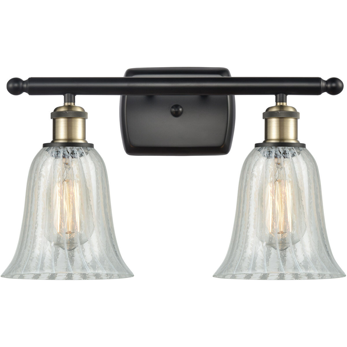 Ballston Hanover LED 16 inch Black Antique Brass Bath Vanity Light Wall Light in Mouchette Glass, Ballston