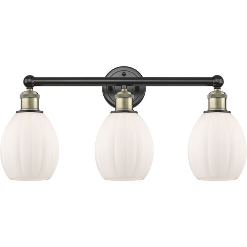 Eaton 3 Light 23.5 inch Black Antique Brass and Matte White Bath Vanity Light Wall Light
