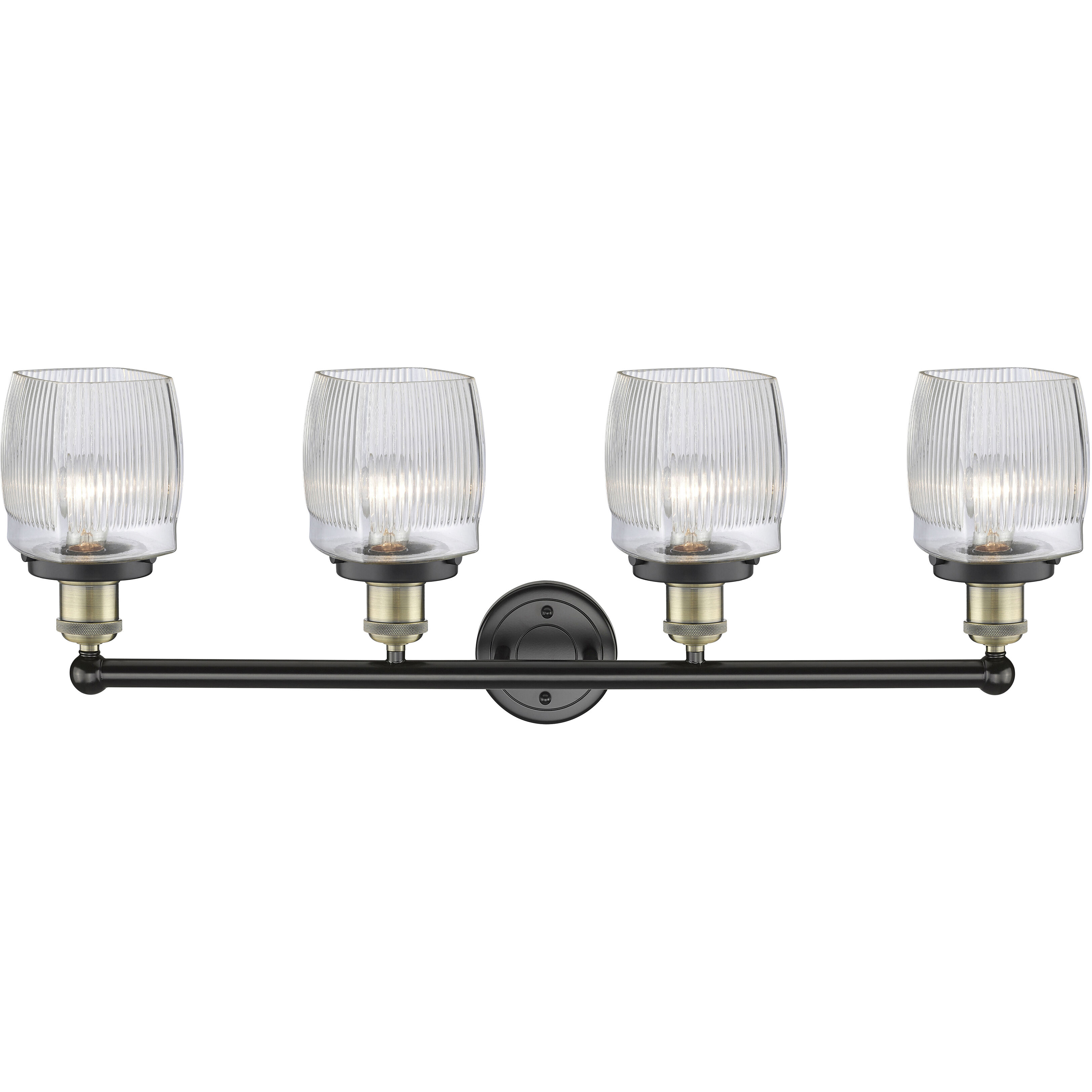 Colton 4 Light 33 inch Black Antique Brass Bath Vanity Light Wall Light
