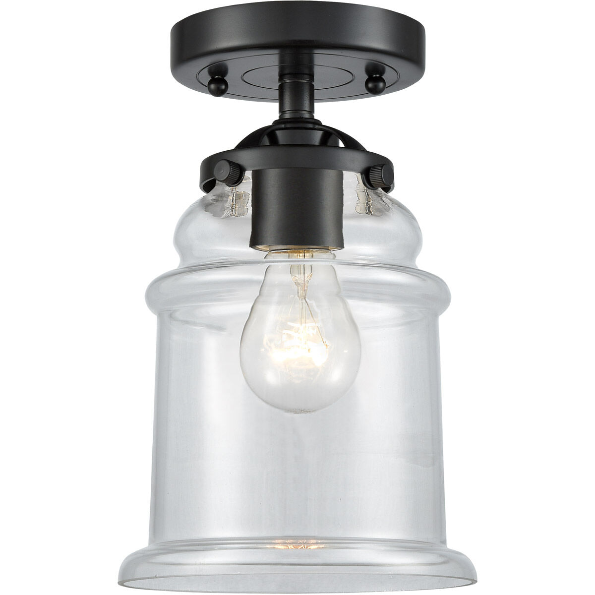 Nouveau Canton 1 Light 6 inch Oil Rubbed Bronze Semi-Flush Mount Ceiling Light in Clear Glass, Nouveau