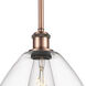 Ballston Dome LED 12 inch Antique Copper Mini Pendant Ceiling Light in Clear Glass