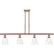 Ballston Ellery 4 Light 48 inch Antique Copper Island Light Ceiling Light in Seedy Glass, Ballston