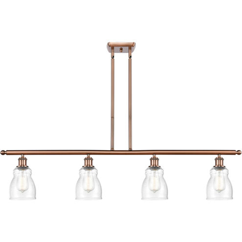 Ballston Ellery 4 Light 48 inch Antique Copper Island Light Ceiling Light in Seedy Glass, Ballston