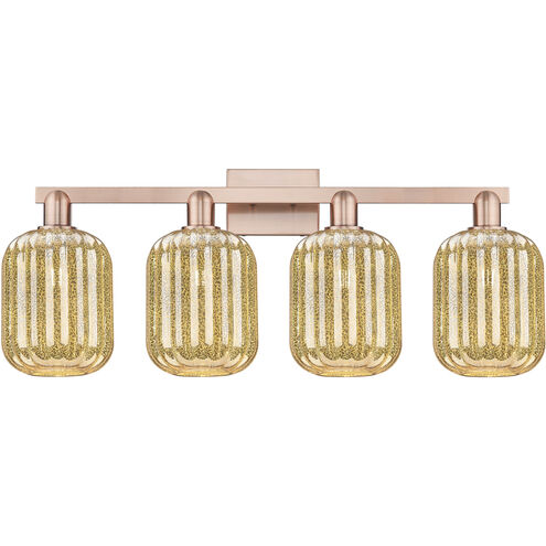 Preston 4 Light 36 inch Antique Copper Bath Vanity Light Wall Light in Mercury Glass