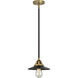 Nouveau 2 Railroad 1 Light 8 inch Black Antique Brass Mini Pendant Ceiling Light in Incandescent, Matte Black