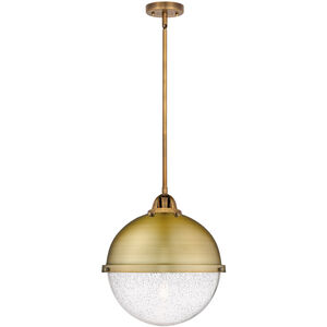 Nouveau 2 Hampden 1 Light 12.88 inch Brushed Brass Pendant Ceiling Light in Seedy Glass