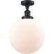Franklin Restoration XX-Large Beacon 1 Light 12 inch Matte Black Semi-Flush Mount Ceiling Light in Matte White Glass, Franklin Restoration