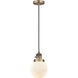 Franklin Restoration Beacon 1 Light 6 inch Brushed Brass Mini Pendant Ceiling Light in Incandescent, Matte White