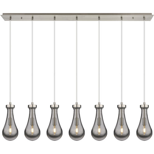 Owego 7 Light 48.88 inch Brushed Satin Nickel Linear Pendant Ceiling Light in Light Smoke Glass