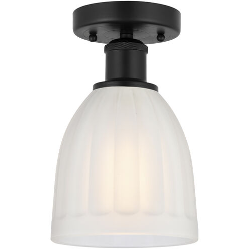 Edison Brookfield 1 Light 6 inch Matte Black Semi-Flush Mount Ceiling Light in White