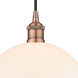 Edison Athens LED 10 inch Antique Copper Mini Pendant Ceiling Light in Matte White Glass