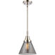 Franklin Restoration X-Large Cone 1 Light 12 inch Polished Nickel Mini Pendant Ceiling Light in Plated Smoke Glass