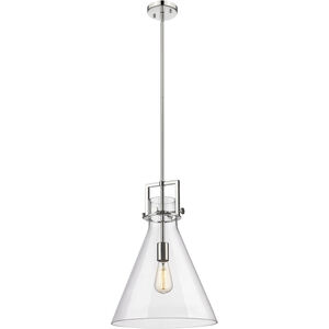 Newton Cone 1 Light 14 inch Polished Nickel Pendant Ceiling Light in Clear Glass