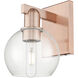 Arcadia Athens Armed Sconce Wall Light in Antique Copper, Clear
