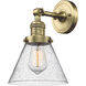Franklin Restoration Large Cone LED 8 inch Antique Brass Sconce Wall Light in Seedy Glass, Franklin Restoration