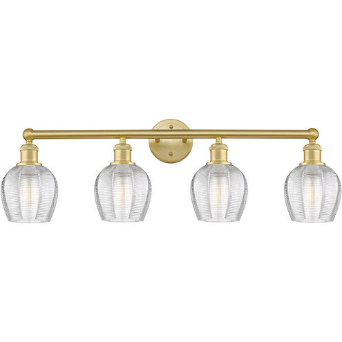 Norfolk 4 Light 32.75 inch Satin Gold Bath Vanity Light Wall Light in Clear