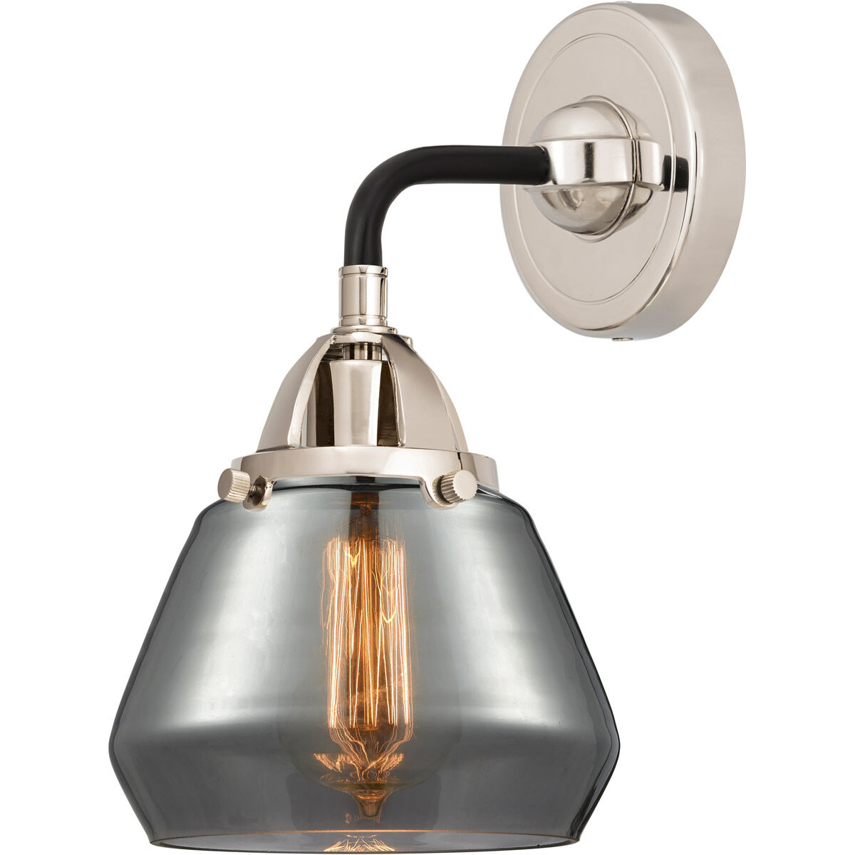 Nouveau 2 Fulton LED 6.75 inch Black Polished Nickel Sconce Wall Light in Plated Smoke Glass