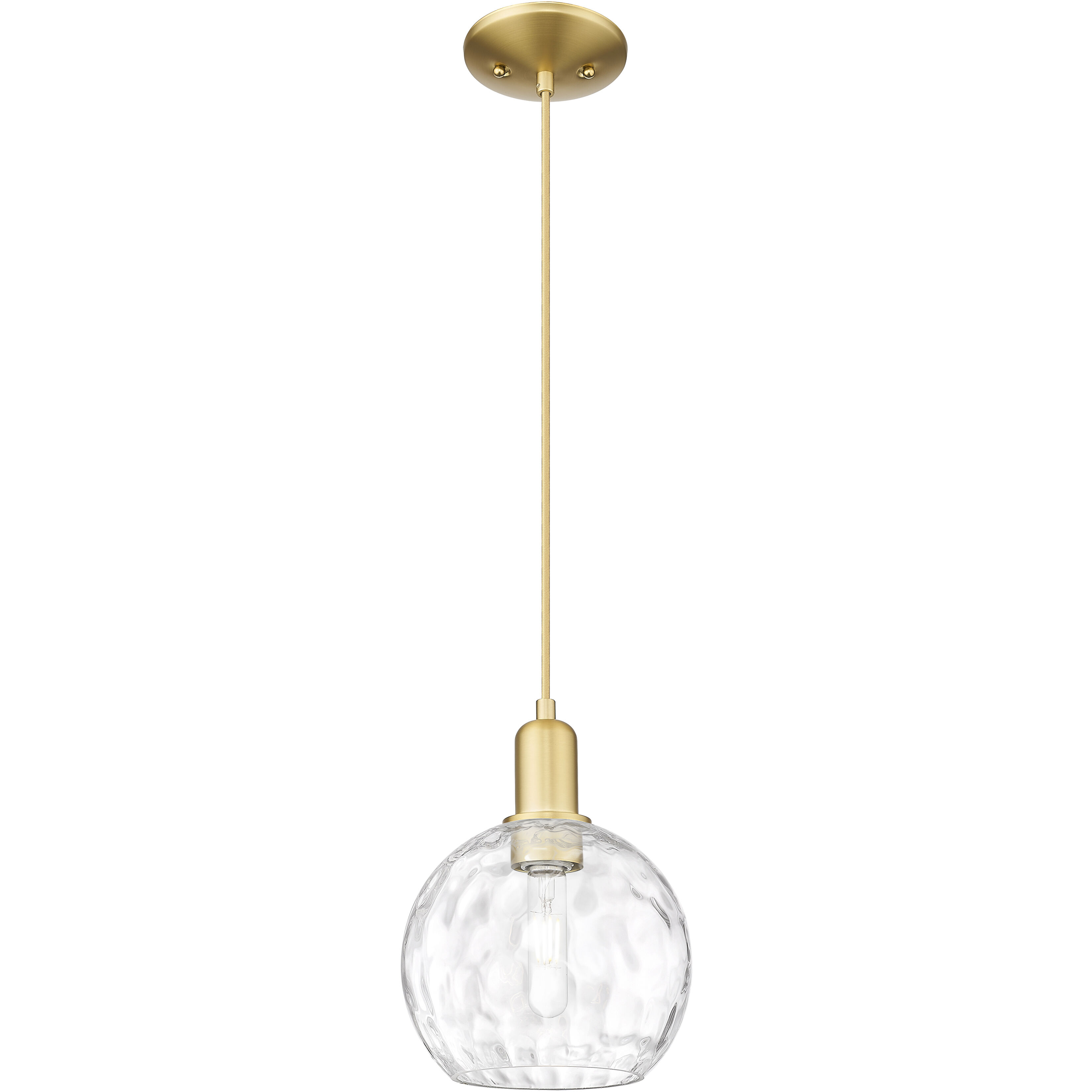 Arcadia Athens Water Glass 1 Light 8 inch Satin Gold Mini Pendant Ceiling Light