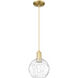 Arcadia Athens Water Glass 1 Light 8 inch Satin Gold Mini Pendant Ceiling Light