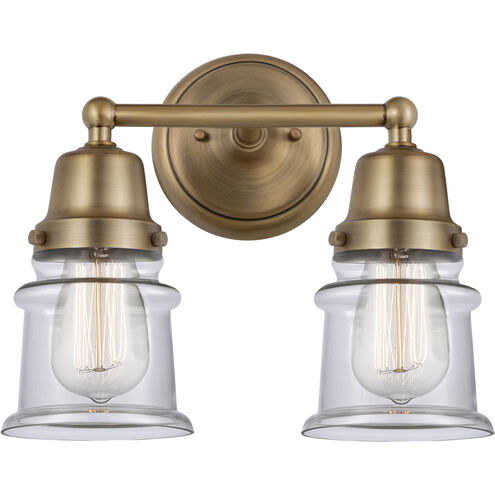 Aditi Canton 2 Light 13.25 inch Brushed Brass Bath Vanity Light Wall Light in Clear Glass