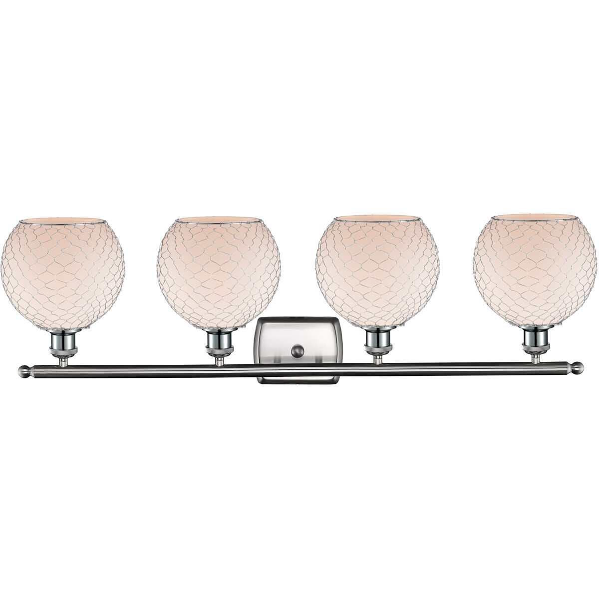 Ballston Farmhouse Chicken Wire 4 Light 36 inch Brushed Satin Nickel Bath Vanity Light Wall Light, Ballston